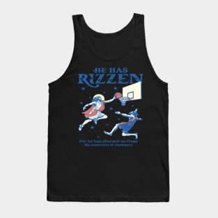 He Is Rizzin' Christian Juses Basketbal Happy Easter Retro vintage Tank Top